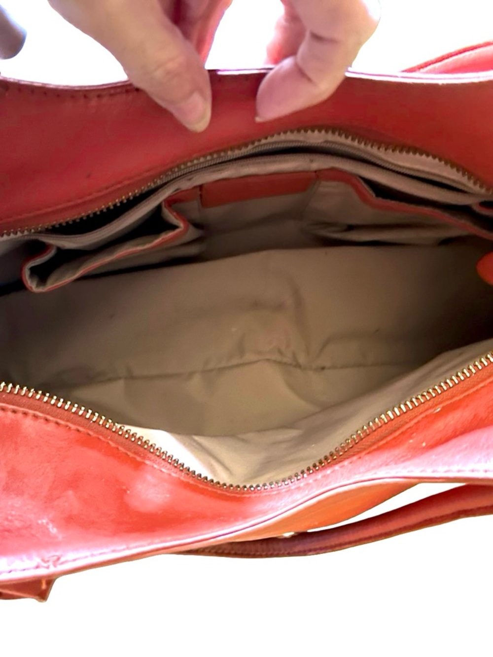 Cole Haan Orange Pebbled Leather Shoulder Bag - Picture 12 of 12
